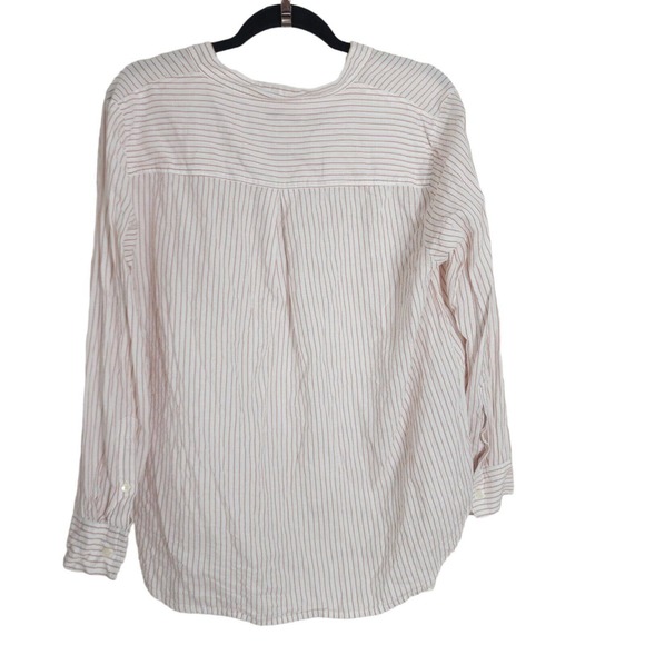 Madewell Womens Top Terrace Lace Up Shirt Vera Stripe Red White Coastal Blouse L - Picture 3 of 12